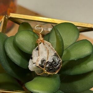 Gold Wire Wrapped Stone Pendant